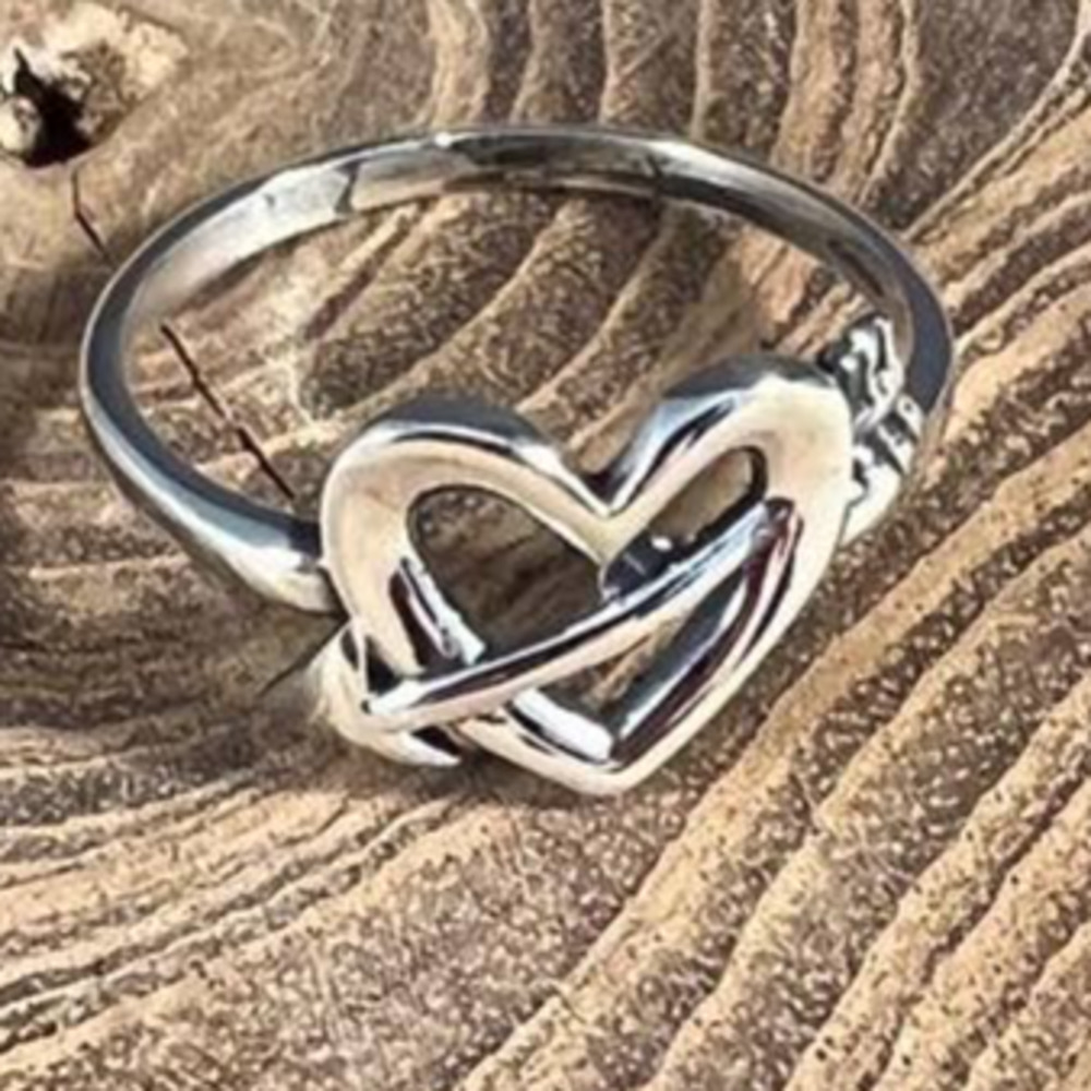 Sterling Silver Heart Arrow Stacker Layer Ring